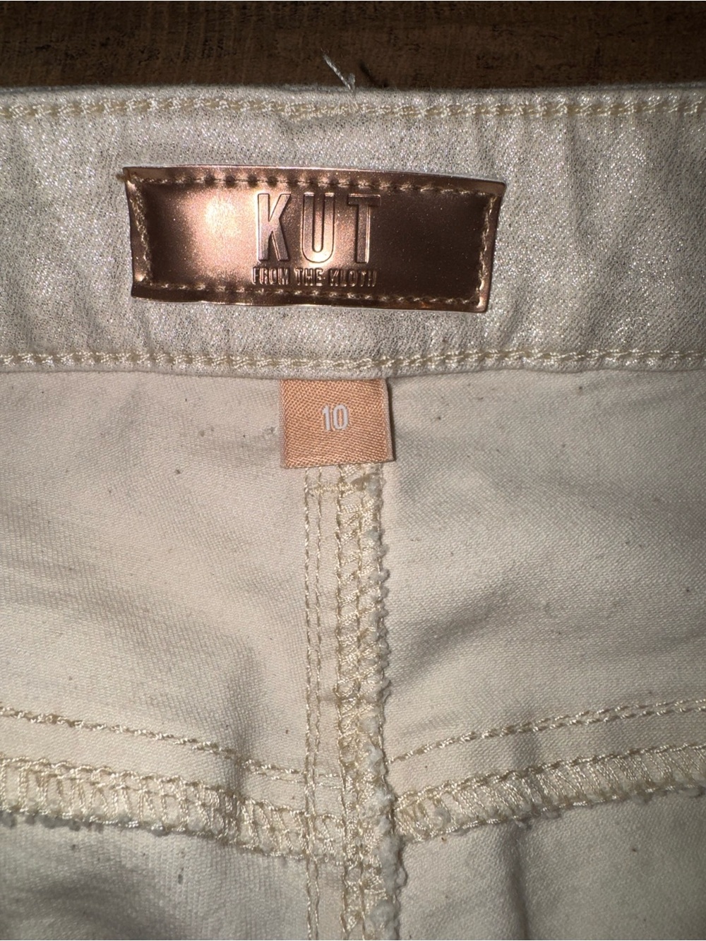 KUT From The Kloth Charlize High Rise Cigarette Jeans Women’s 10 Metallic Champa - Picture 5 of 9